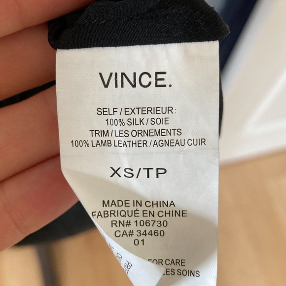 Vince XS/S Silk and Leather Cami Black - Picture 4 of 4